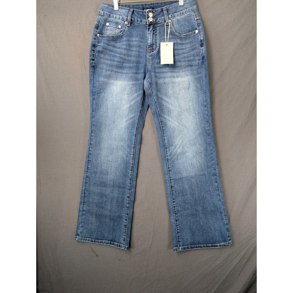 Flamingals Womens High Rise Bootcut Jeans Blue Stretch Denim‎ 267015 HYL S